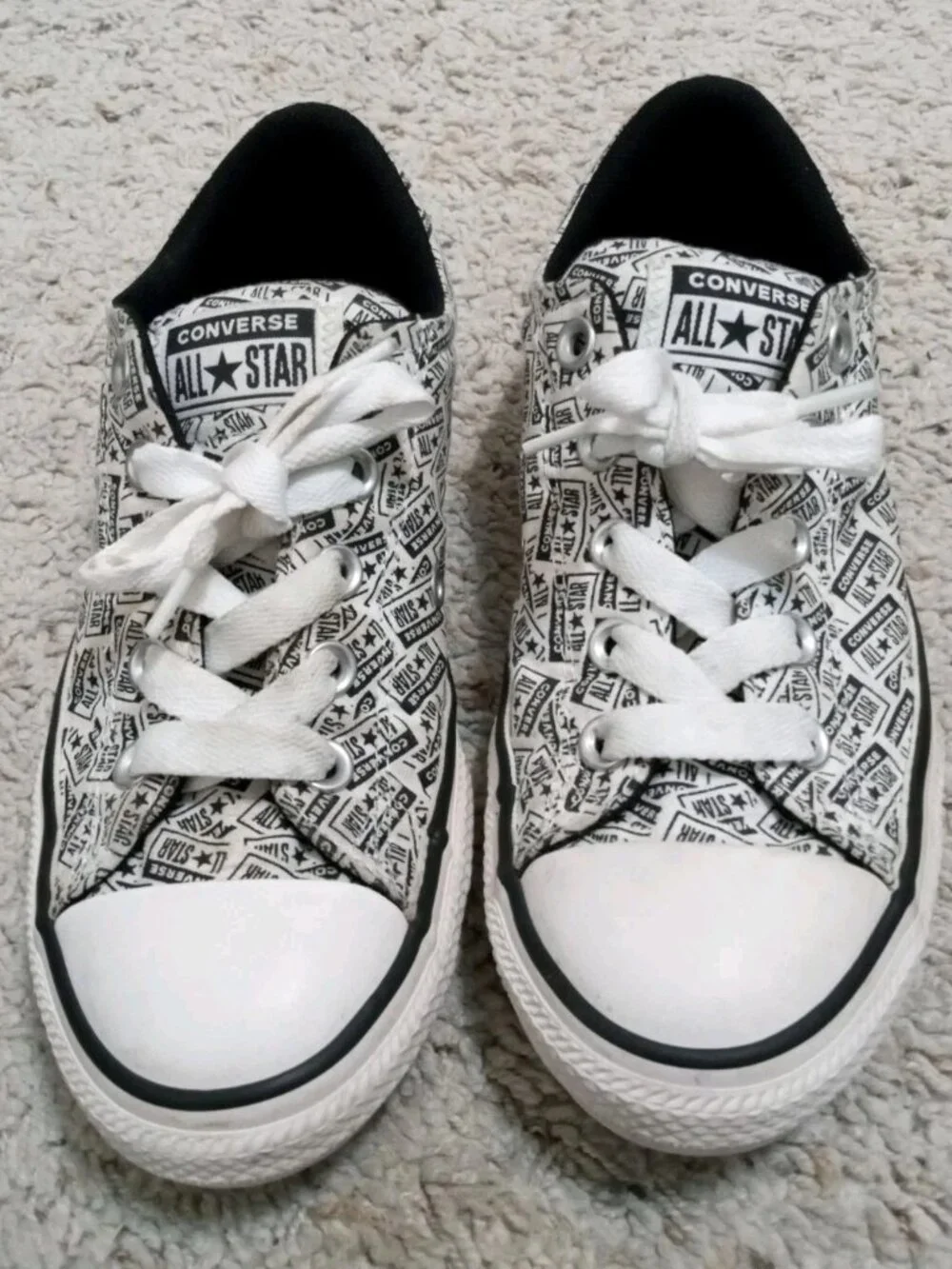 Converse CTAS Street Lace Up White/Black All Over Print Kids Sneakers-Size 2